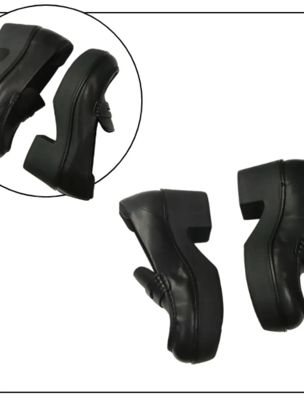 Fitflop Black Leather Platform Penny Loafers